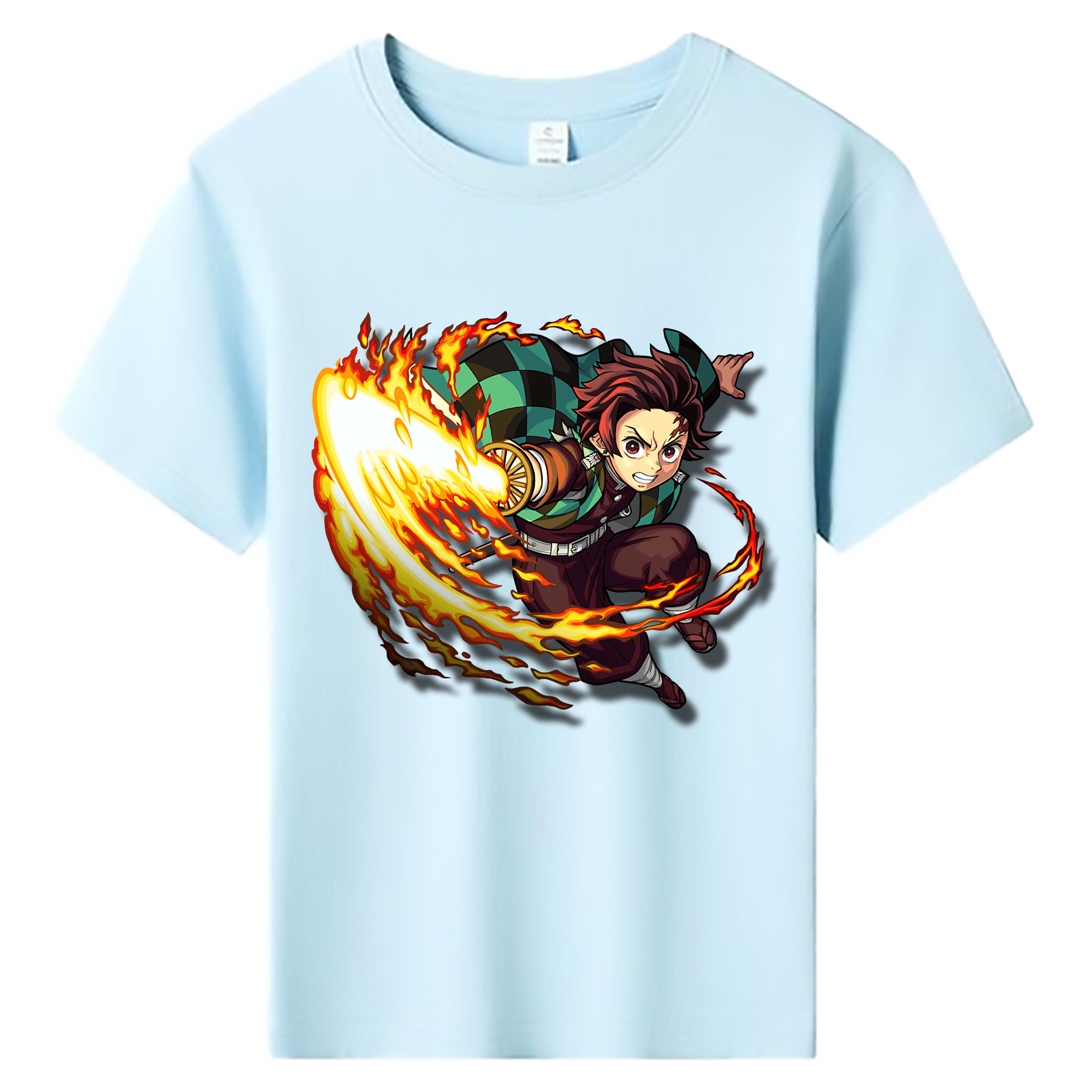 （画像用） 鬼滅の刃 竈門 炭治郎／かまど たんじろう Kamado Tanjirou 綿100％キッズTシャツ（フロントプリント）